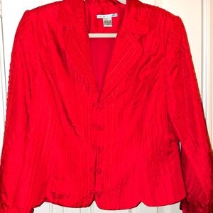 Fire red textured long sleeves jacket. Size 14.